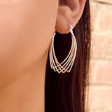 Multi Wire Overlapping Sterling Silver Hoop Earrings