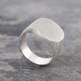 Round Mens Silver Signet Ring
