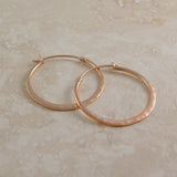 Small Hammered Rose Gold Hoop Earrings