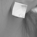 Concave Square Silver Clip On Earrings