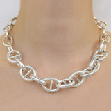 Oval Link Chunky Silver Necklace