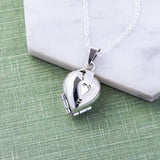 Clover Silver Heart Locket Necklace