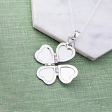 Clover Silver Heart Locket Necklace