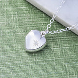 Silver Heart Locket with White Topaz