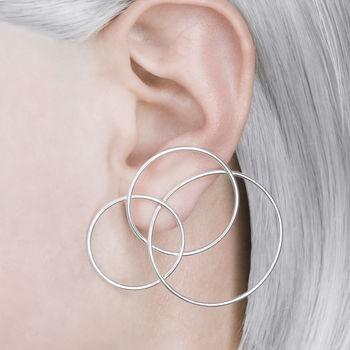 Silver Abstract Statement Stud Earrings