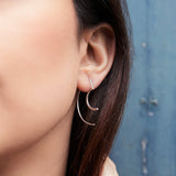 Modern Curved Sterling Silver Drop Earring