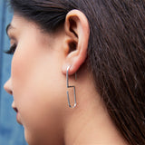 Modern Geometric 'S' Sterling Silver Drop Earrings