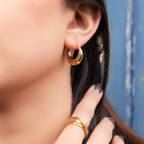 High Polish Ridged Hoop Small Sterling Silver Earring