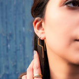 Modern Angular Minimalist Silver Drop Earring