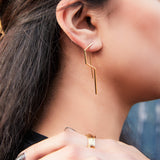 Modern Angular Minimalist Silver Drop Earring