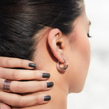 High Polish Ridged Hoop Small Sterling Silver Earring