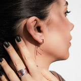 Modern Curved Sterling Silver Drop Earring