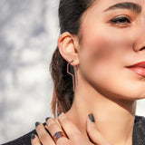 Modern Angular Minimalist Silver Drop Earring