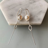 Sterling Silver Pearl Ear Climber Cuff Earrings