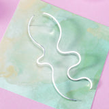 Mismatched Abstract Silver Wavy Stud Earrings