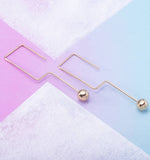 Geometric Yellow Gold Drop Ball Earrings