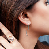 Modern Geometric 'S' Sterling Silver Drop Earrings