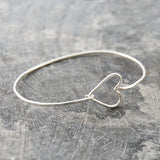 Silver Hinged Heart Bangle
