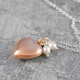 Rose Gold Heart Locket with Pearls