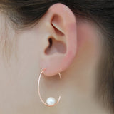 Rose Gold Oval Pearl Hoop Earrings