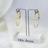 Sterling Silver Minimalist Bar Hoop Earrings