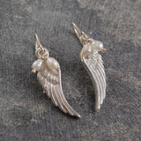Pearl and Silver Angel Wing Necklace
