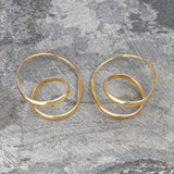Double Loop Gold Hoop Earrings