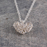 Mesh Silver Heart Pendant Necklace