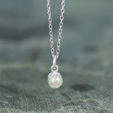 Textured Silver White Pearl Studs