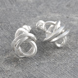 Angular Knot Silver Stud Earrings