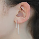 Silver Bar Geometric Drop Earrings