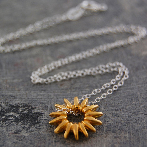 Sunray Silver and Gold Necklace