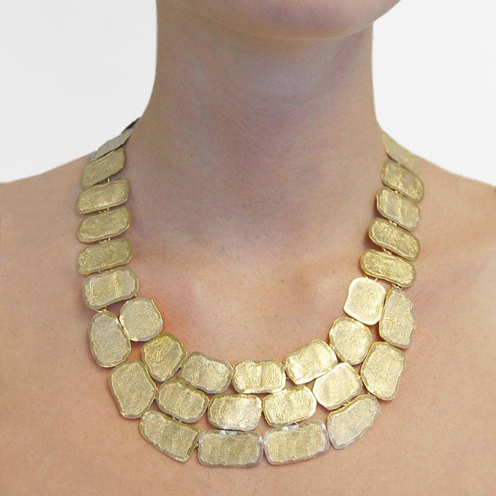 House of Zada Chunky/Statement Two Tier Gold Chain Necklace