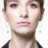 Geometric Yellow Gold Drop Ball Earrings