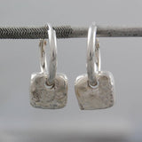 Organic Square Silver Hoop Earrings
