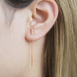 Bar Rose Gold Threader Earrings