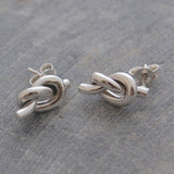 Large Nautical Knot Silver Stud Earrings