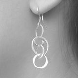 Planet Sterling Silver Ring Chain Long Drop Earrings