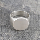 Round Mens Silver Signet Ring