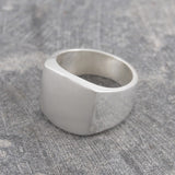 Square Mens Silver Signet Ring