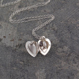 Pearl and Silver Heart Locket Necklace