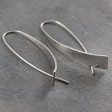 Elliptical Silver Drop Earrings