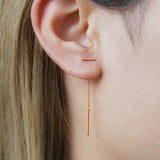 Bar Rose Gold Threader Earrings
