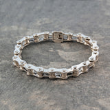 Mens Silver Bike Chain Bracelet