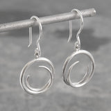 Tapered Round Silver Drop Earrings