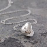 Silver Heart Locket with White Topaz