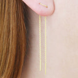 Threader Gold Long Drop Earrings