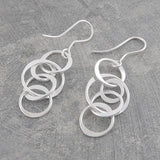 Planet Silver Long Drop Earrings