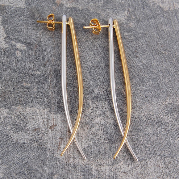 Tusk Gold and Silver Drop Earrings