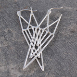 Aztec Geometric Silver Drop Earrings